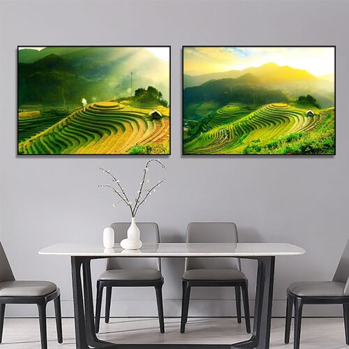 梯田自然风景装饰画 农家山庄餐厅走廊壁画 宾馆旅社房间客房挂画