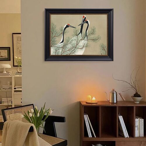 中古风电表箱装饰画复古轻法式中国风遮挡配电箱画黑色推拉液压画