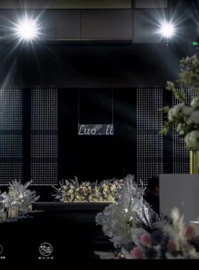 婚庆道具水晶断层铁艺背景吊顶水晶方形架酒店婚礼堂定位珠黑色带