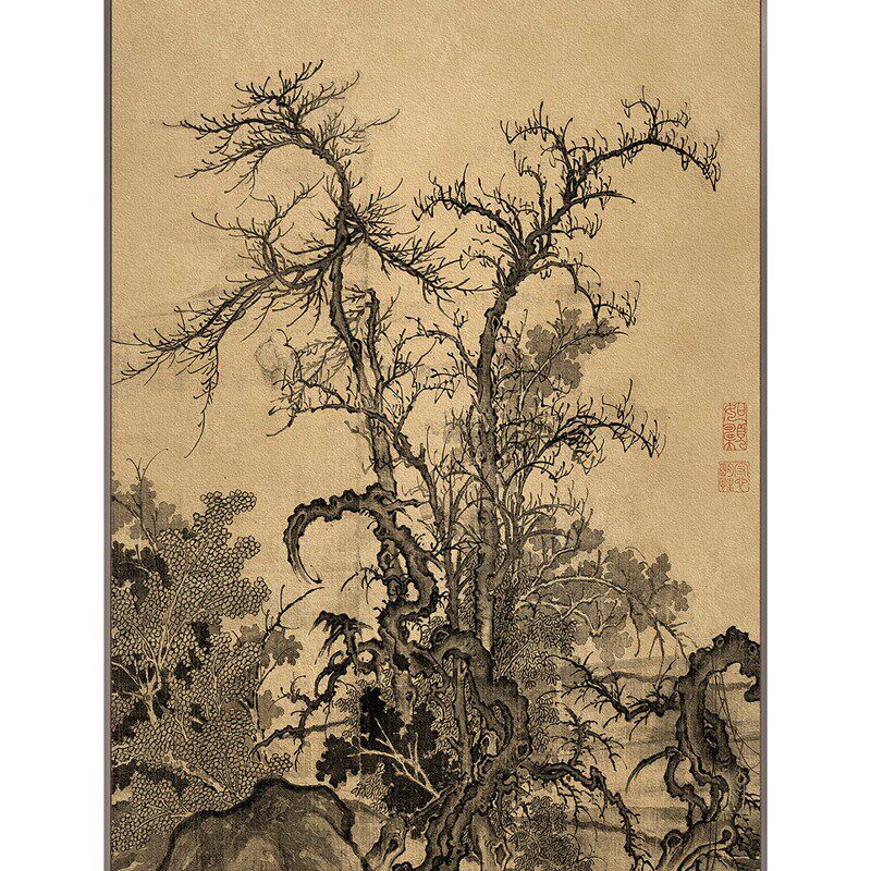 新中式玄关茶室竹报平安装饰画禅意样板房楼梯挂画酒店书房立体画
