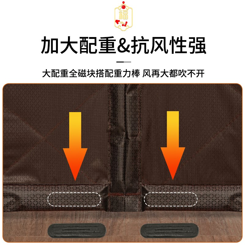 家用挡风冬季加厚棉门帘防寒保暖磁吸自粘家用农村大门隔音隔断帘