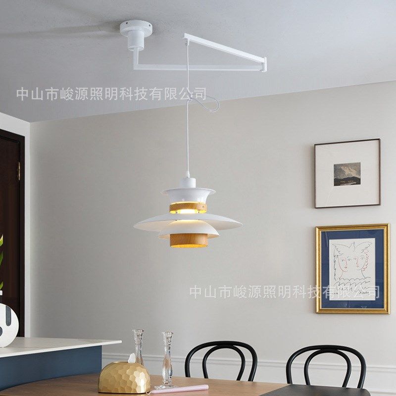 法式中古摇臂吊灯日式复古餐厅吊灯北欧书桌吧台伸缩可移位吊灯
