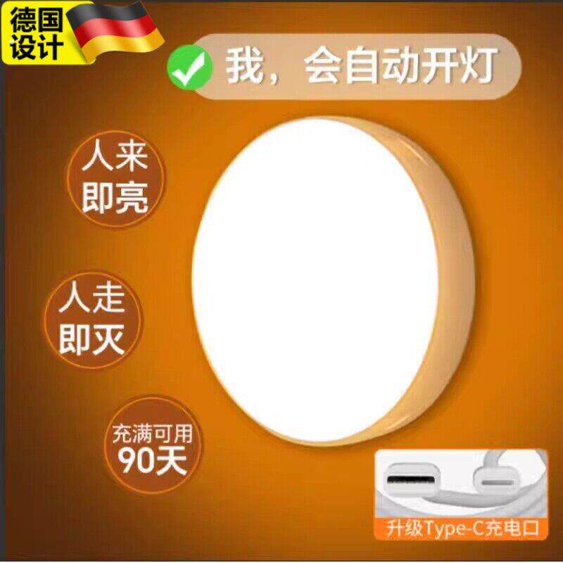 【德国】2026新款人体感应灯夜间自动亮灯家用走廊智能声控充电灯