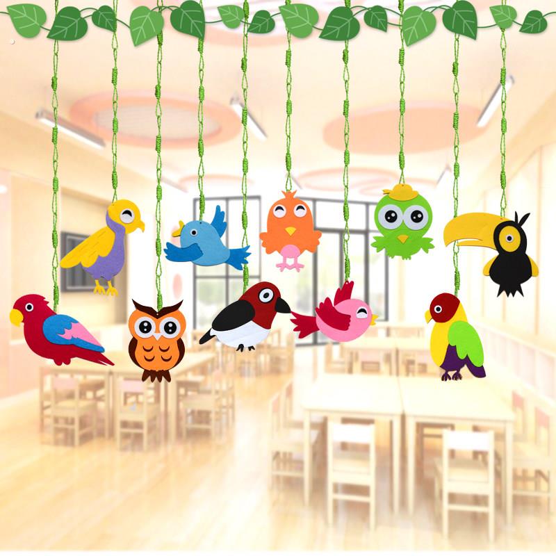 幼儿园环创春天教室走廊室内装饰吊饰空中挂件饰小鸟动物屋顶悬挂