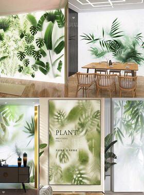 植物发光灯箱软膜绿色背景茶室氛围酒吧咖啡餐厅美容院吧台广告牌