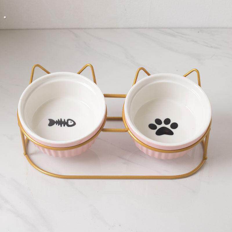 一件碗猫咪饭碗保护颈椎狗碗防打翻宠物喝水碗猫粮吃饭猫食盆