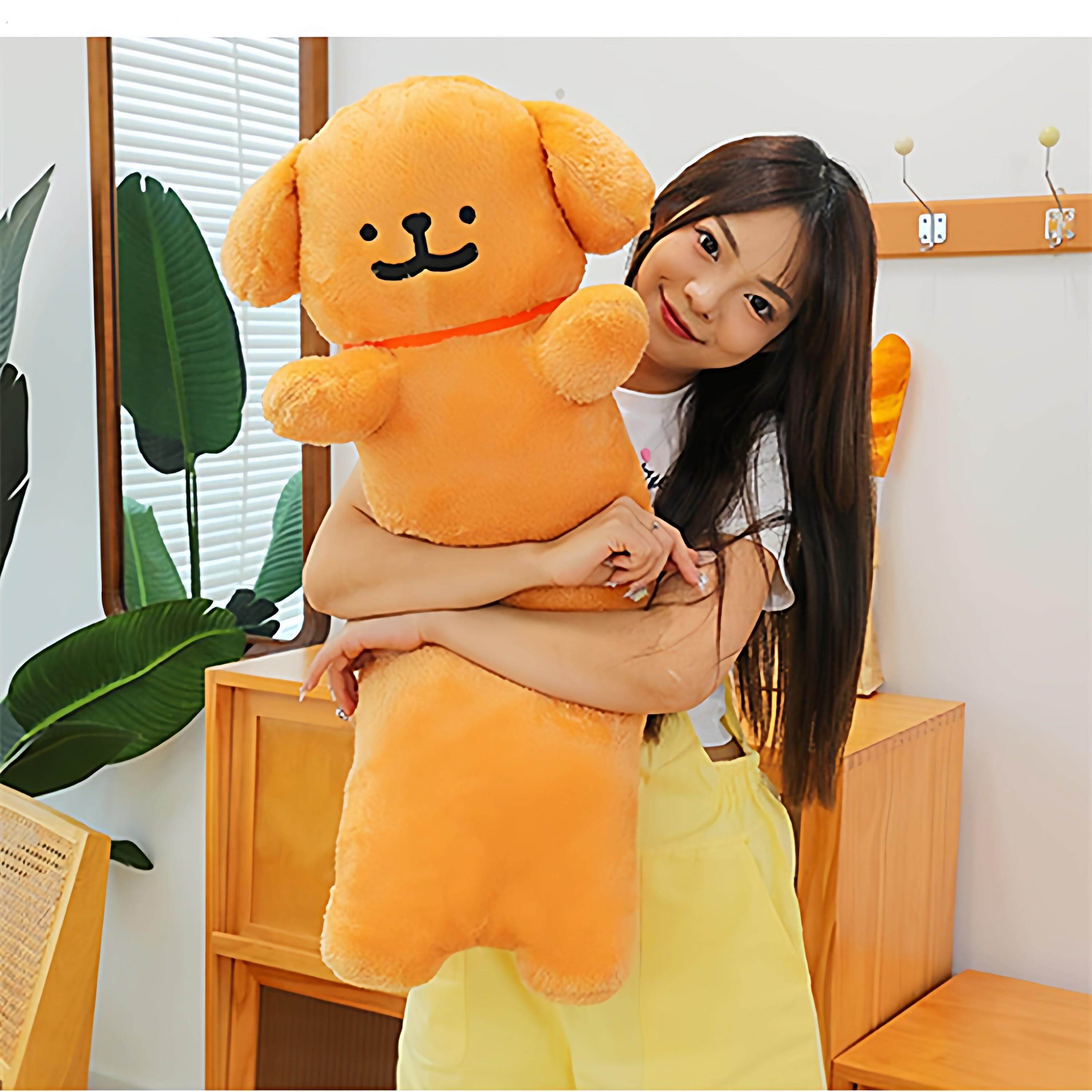 可爱线条小狗毛绒玩偶宿舍靠枕上夹腿睡觉送女生日礼物长条抱枕