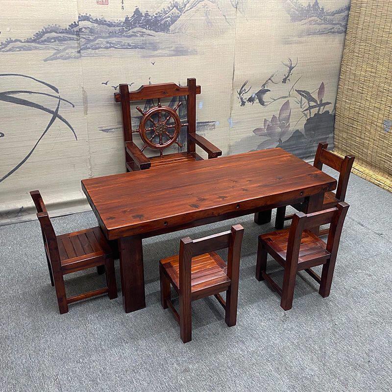 老船木餐桌实木餐厅家具现代简约轻奢餐台桌椅长方形