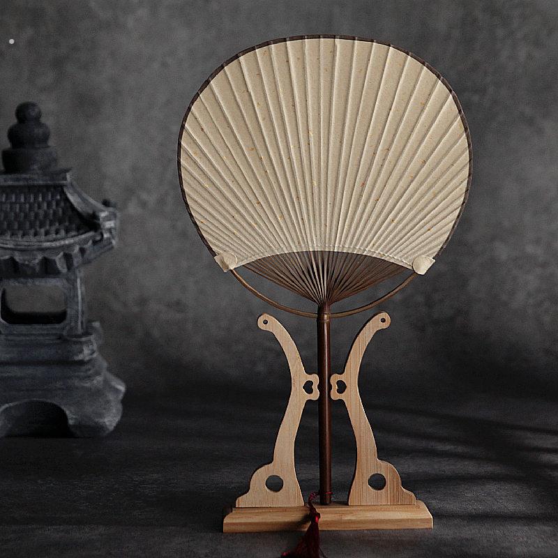 仿紫竹古风扇子圆形和风汉服宣纸竹柄复古团扇桃型蒲扇可题字宫扇