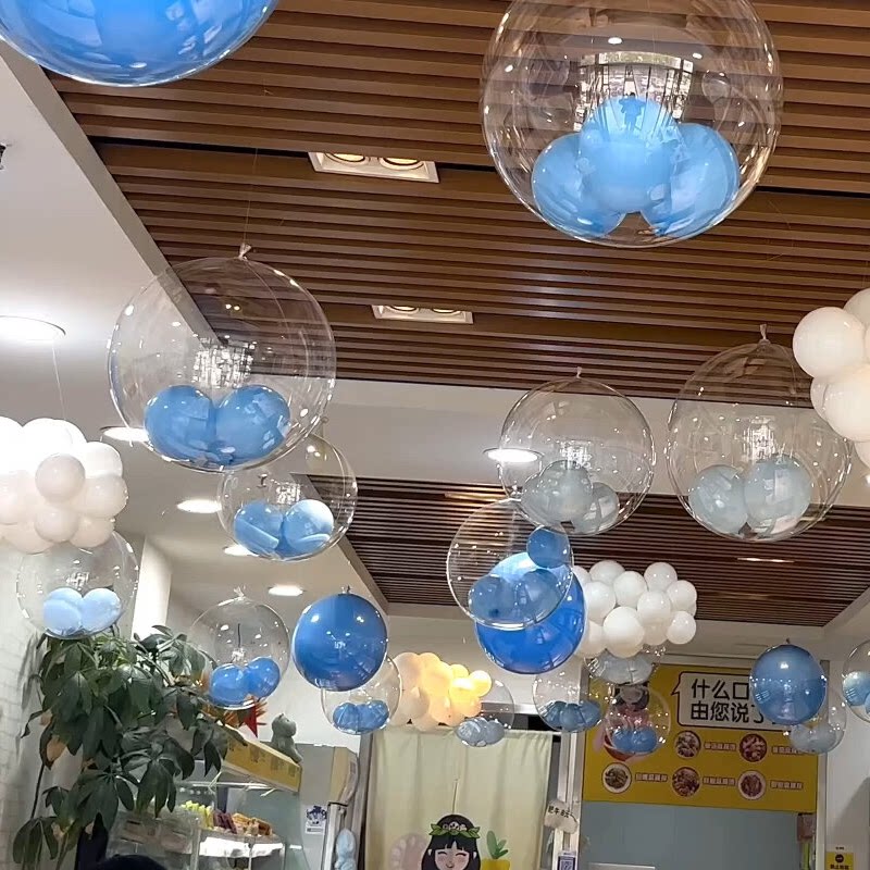 透明球中球珠宝店铺商场4S店吊顶布置开业国庆节活动气氛装饰气球