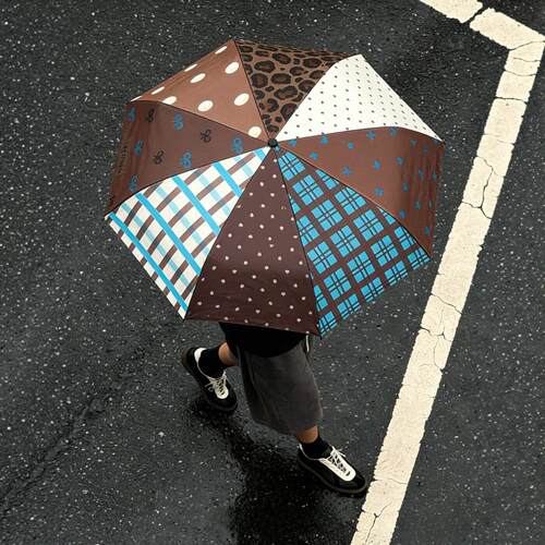 韩系拼接雨伞小巧便携高颜值高级感自动折叠防风加固大暴雨伞室外