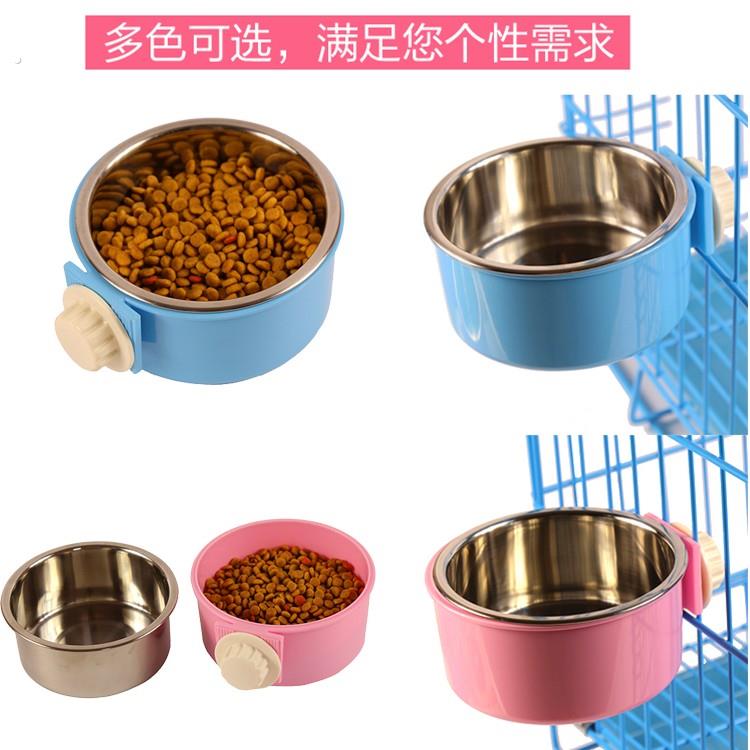 宠物狗盆狗碗饮水猫碗悬挂式猫食盆猫咪饭盆不锈钢猫盆猫笼悬挂碗