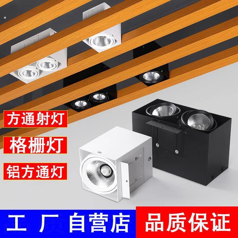 格栅方通射灯双头方形斗胆灯商用铝方通专用灯筒灯酒店超市聚光灯
