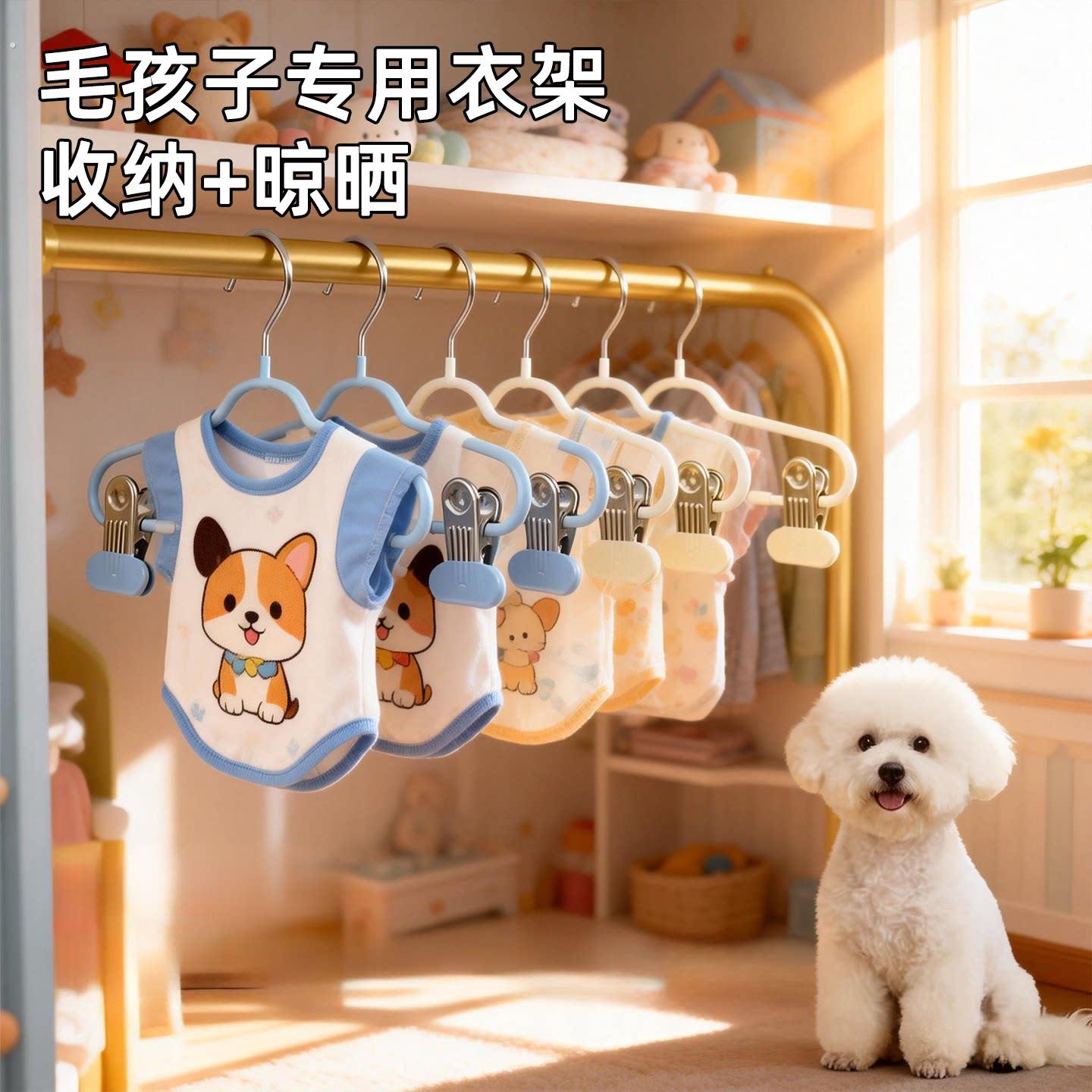 多功能猫咪狗狗衣服专用宠物衣架迷你小号收纳防滑干湿两用衣架