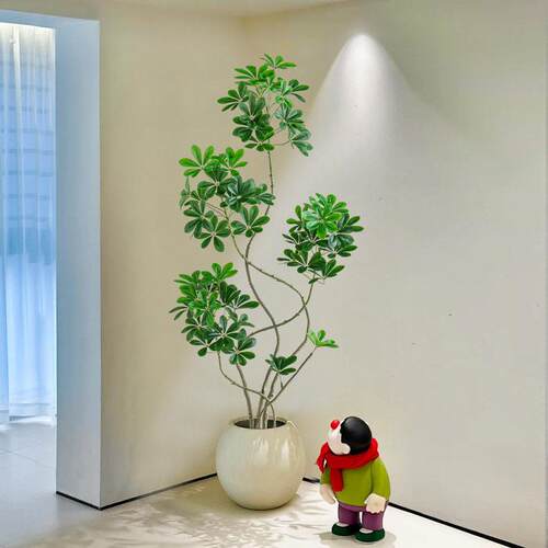 鸭脚木彷真绿色植物盆栽大型室内客厅高端轻奢彷生植物沙发旁落地