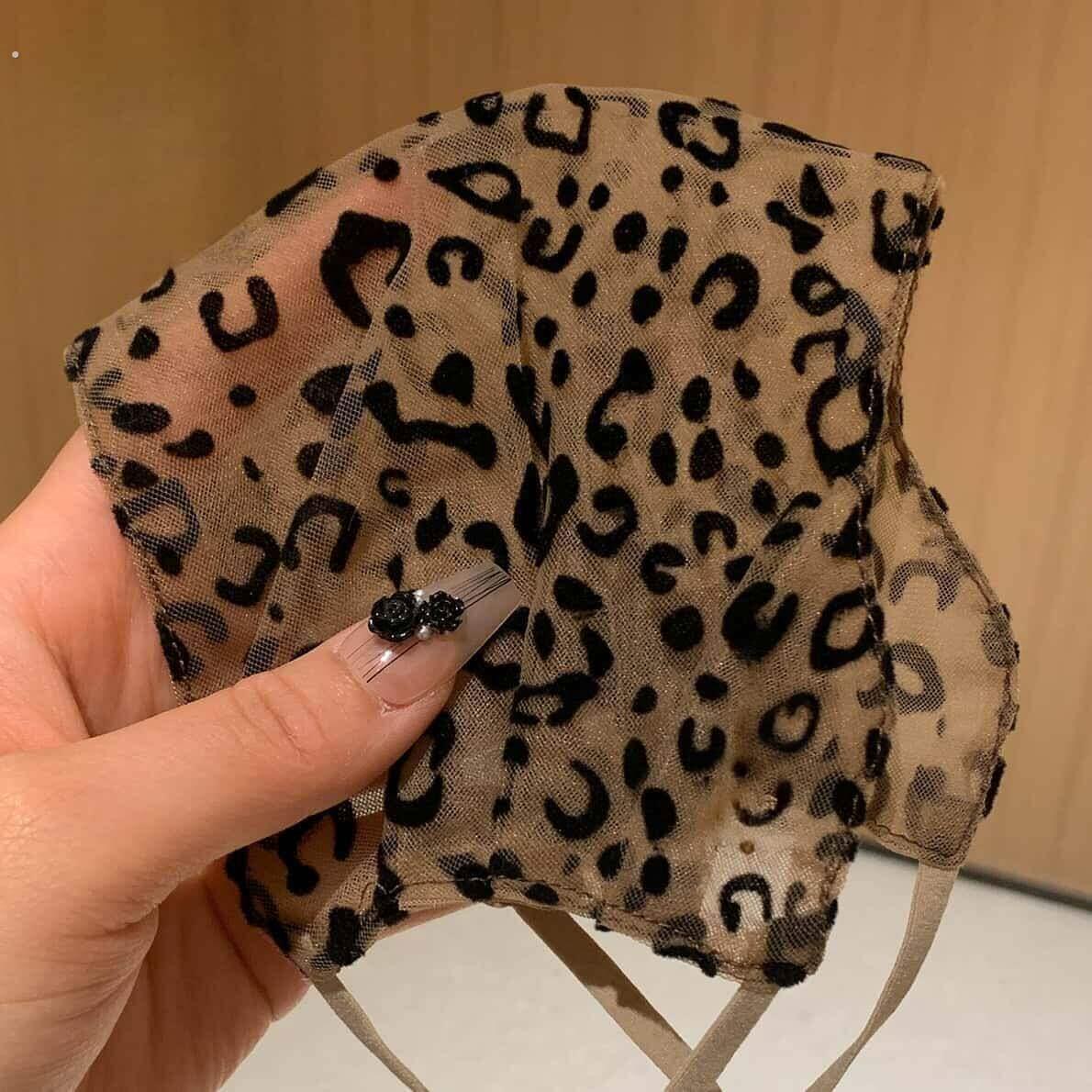 防晒口罩女春夏豹纹网纱优雅气质透气薄高颜值显脸小秋季面罩