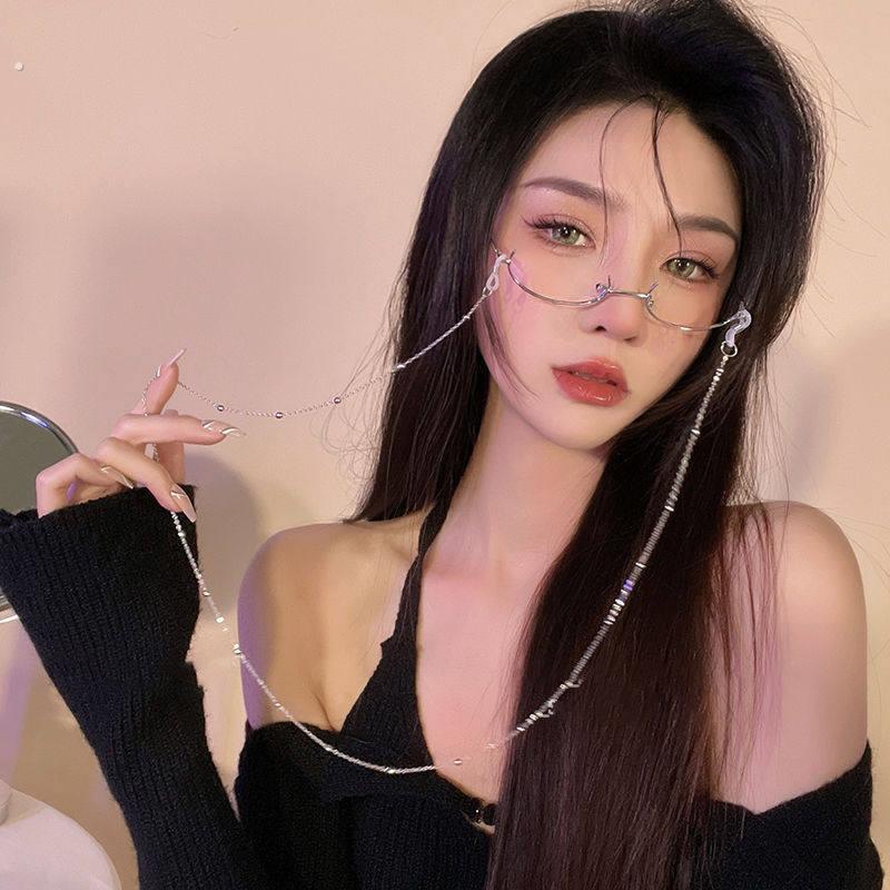 网红下半框眼镜女装饰镜架无镜片眼睛御姐纯欲直播主播秘书眼镜框
