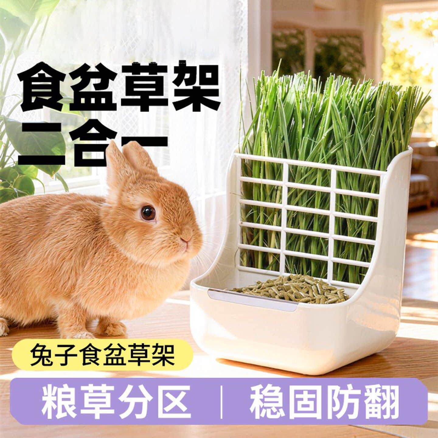 兔子草架食盆喂食器龙猫食槽兔子外置草架防浪费固定吃饭食盒