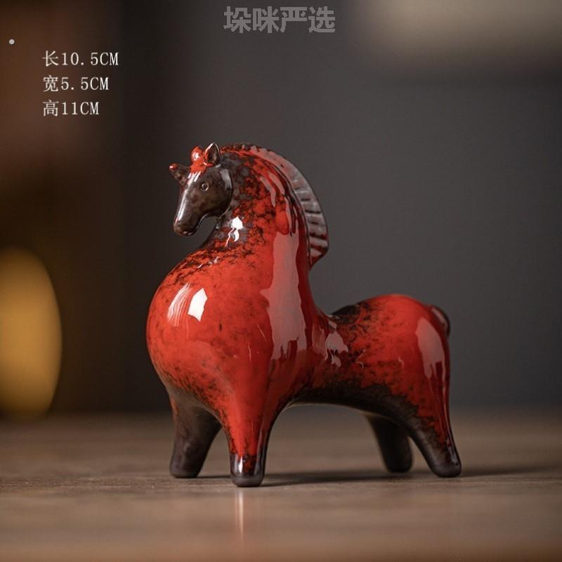 马年雕塑摆件创意饰品摆饰摆设众桌茶桌小玄关装饰现代装饰品陶瓷