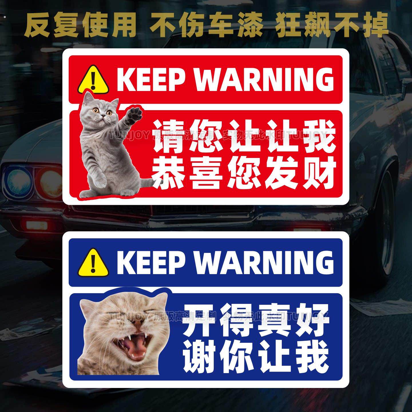 可爱文字谢谢你猫咪新手上路标语恶搞女司机夜光车贴磁性贴纸装饰