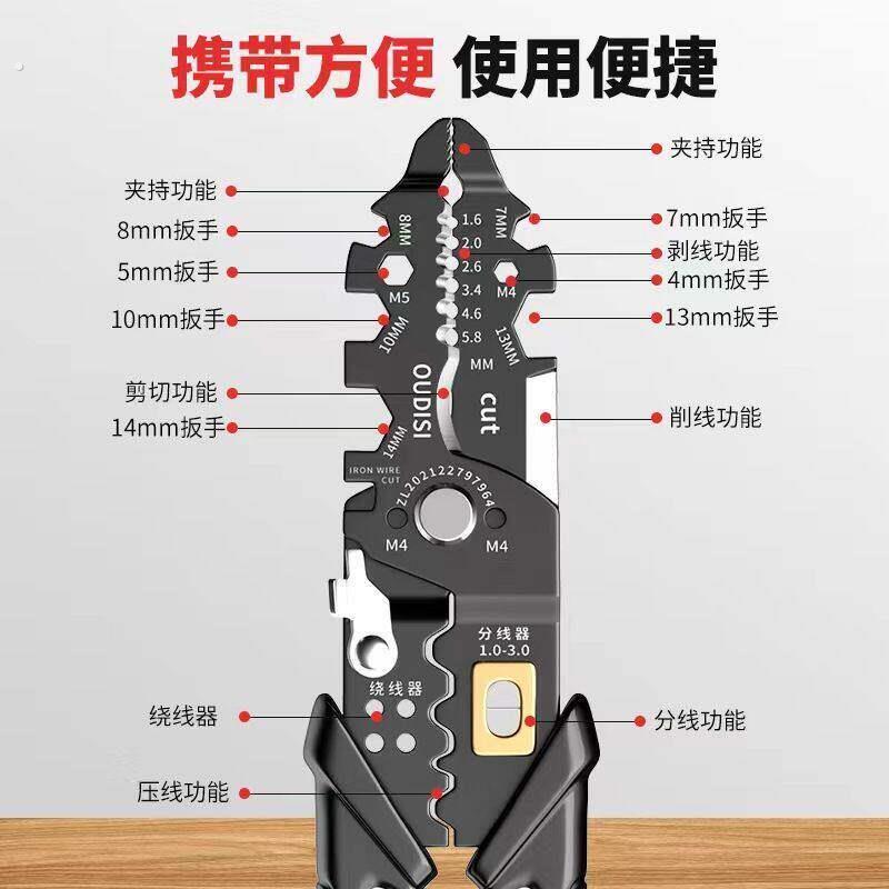 剥线钳小口径德式电工专用多功能新款剥线钳分线钳绕线剪线剥线皮图片