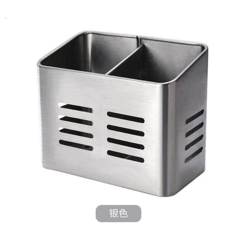 加厚方形双格不锈钢筷子筒家用餐具厨房沥水筷笼筷架消毒柜收纳盒