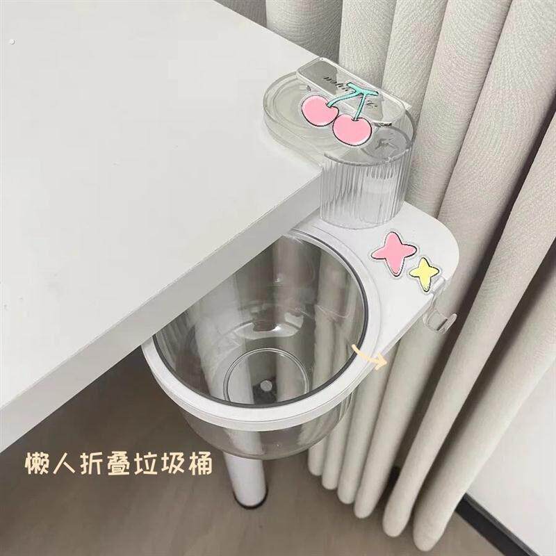 吸盘桌边垃圾桶可旋转办公桌面迷你收纳盒新款家用餐桌书桌废纸篓