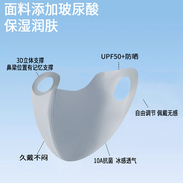 夏季户外防晒玻尿酸保湿抗菌面罩