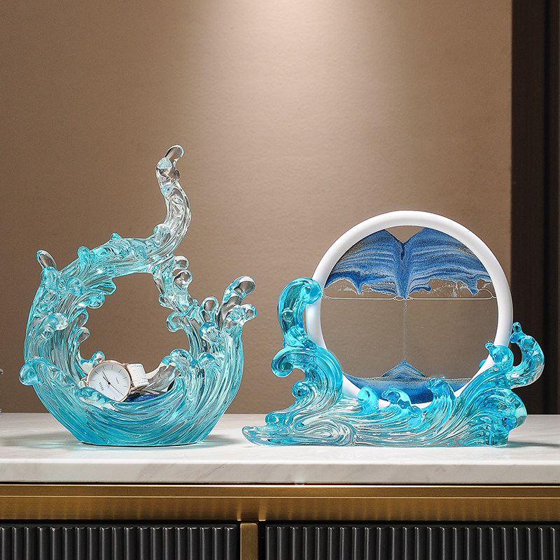 轻奢风生水起流沙画摆件家居电视柜酒柜办公室装饰开业乔迁礼品