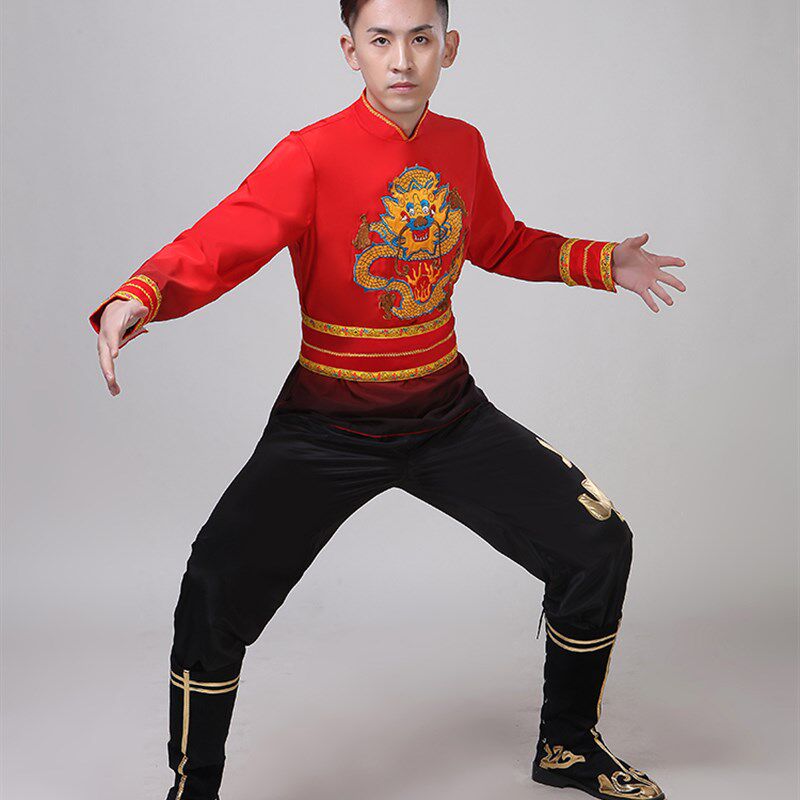 2022新款打鼓服演出服杂技男舞龙表演鼓手秧歌舞蹈中国风打鼓服装