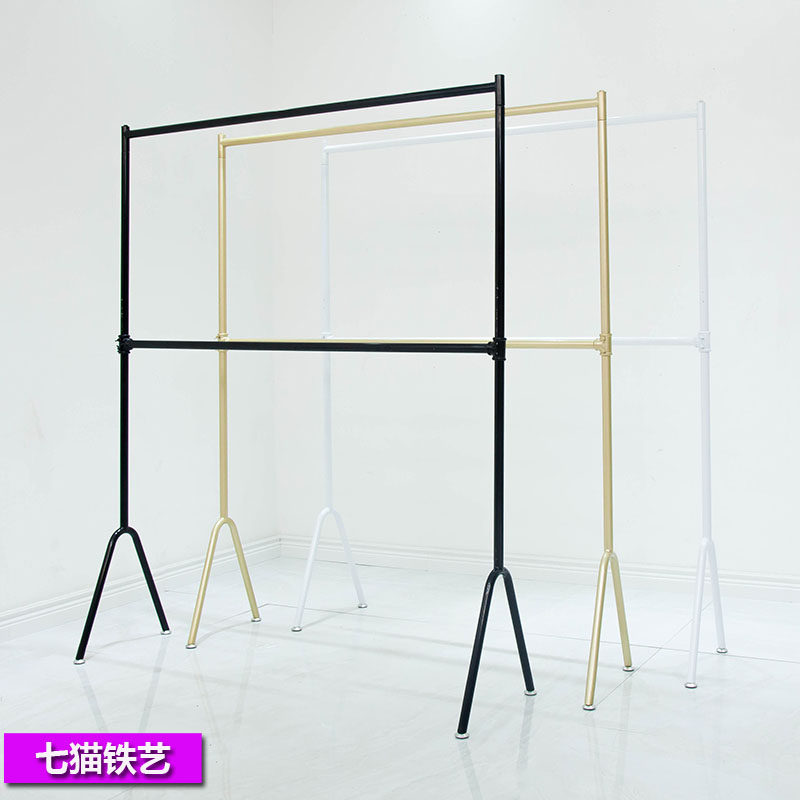服装店展示架双层女童装衣服货架店铺落地挂衣杆单干衣架子陈列架