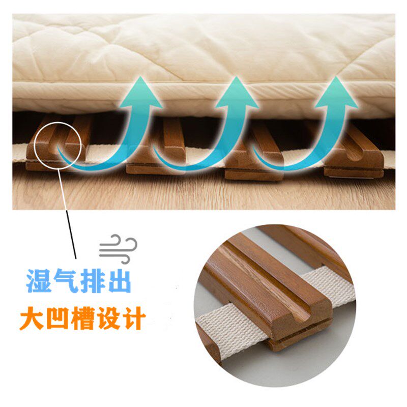 榻榻米防潮加高排骨架大凹槽透气地铺床板碳化木卷式除湿气简易床
