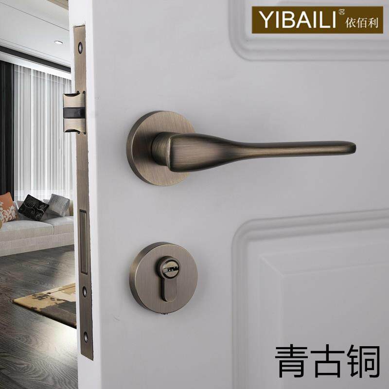 依佰利金色门锁轻奢室内北欧式亮金pvd门锁亮铬卧室静音磁吸门锁