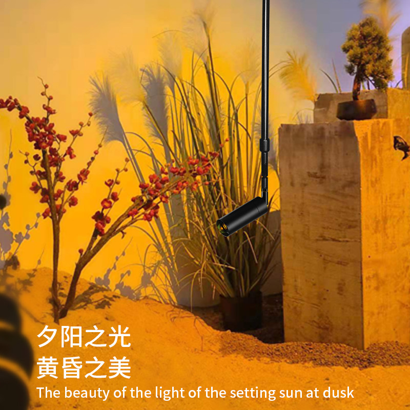 吊杆网红夕阳灯直播背景氛围黄昏日落灯店铺拍照led长臂轨道射灯
