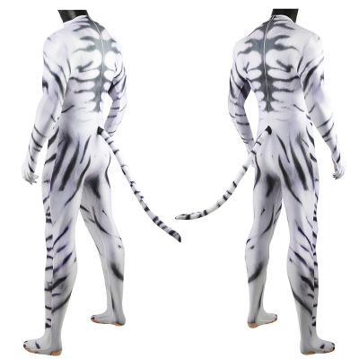 2026新款万圣节动物表演服白色老虎装cos舞台服连体衣cosp