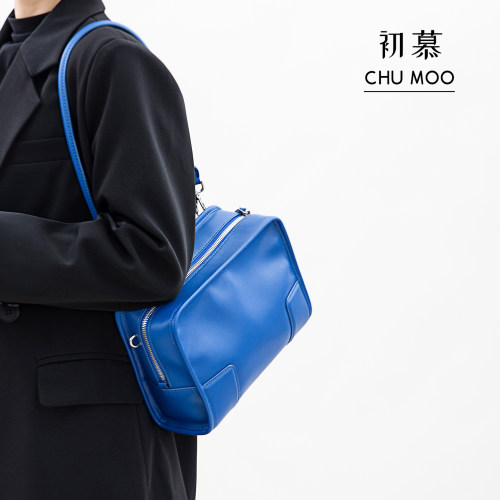 初慕真皮保龄球包单肩波士顿女包
