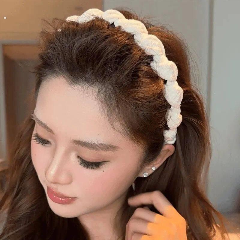 立体甜美风围梳发围发箍褶皱波点蝴蝶结齿梳发箍女正反戴高颅顶头
