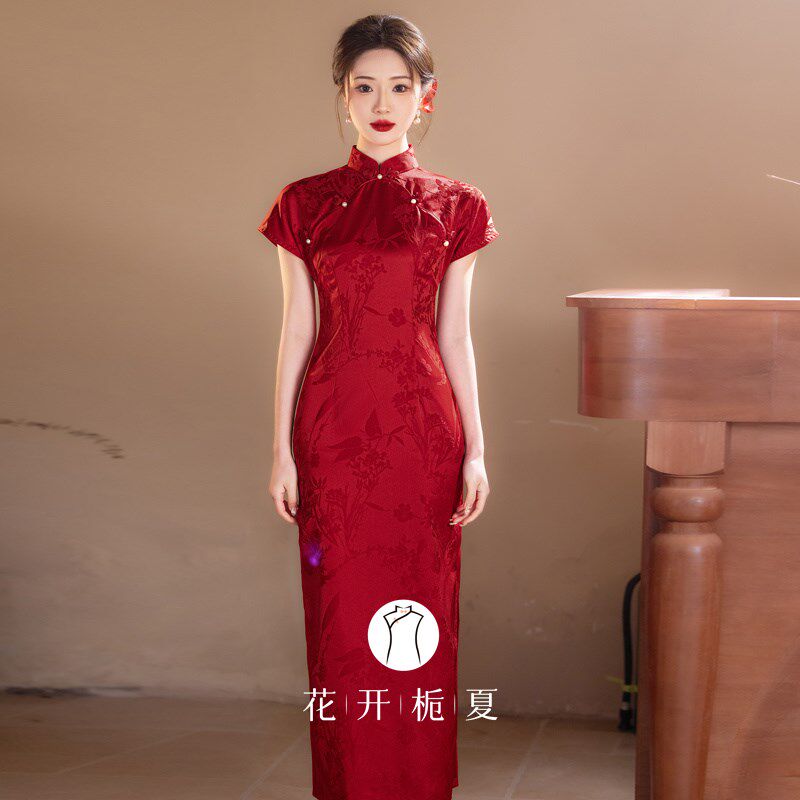 《绯红倾城》新中式红色旗袍新娘敬酒服订婚礼服结婚领证连衣裙