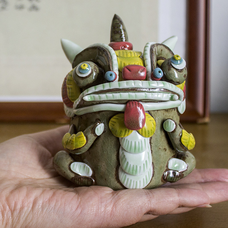 手做工艺礼品摆饰手工香插茶宠中式复古茶桌书房工艺礼品摆饰麒麟