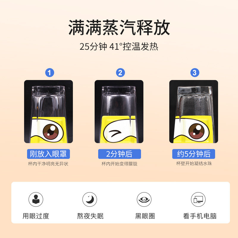 闪亮学生儿童蒸汽眼罩缓解眼疲劳睡眠眼罩4盒午休睡觉遮光眼罩
