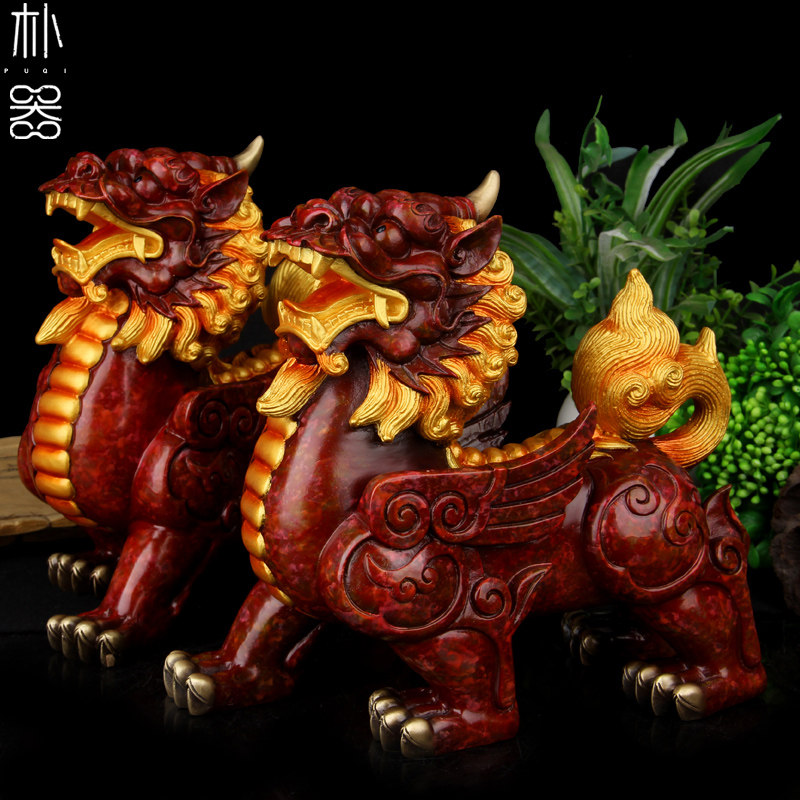 朴器 彩绘铜独角怪兽貔貅摆件