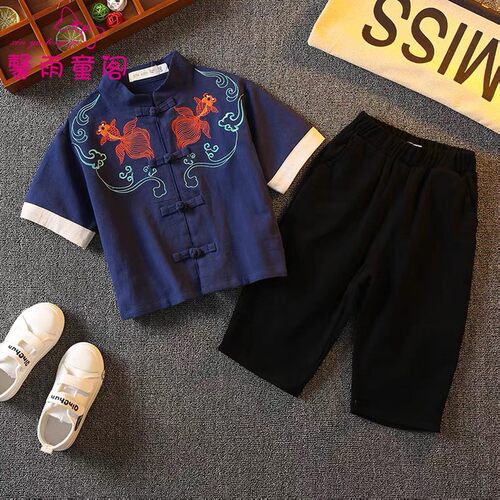 男童汉服套装夏季短袖古装儿童国学演出服中国风宝宝改良唐装园服