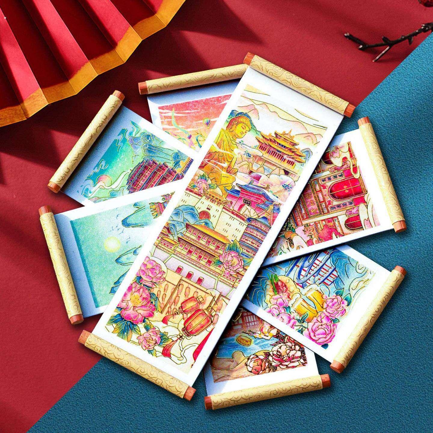 城市卷轴系列北京成都文创旅游城市木质冰箱贴创意礼品磁性纪念品