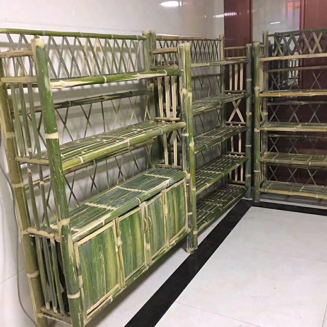 楠竹书架家用编织架子现代简约置物书柜多层落地柜子竹子制品家俱
