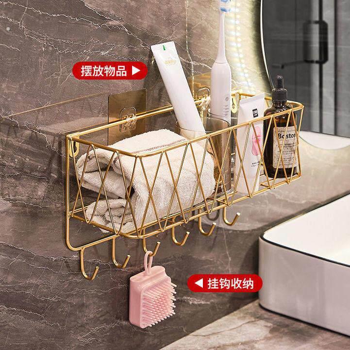 ...化妆室浴室厕所置物架挂墙上化妆品轻奢免打孔收纳层架子储物
