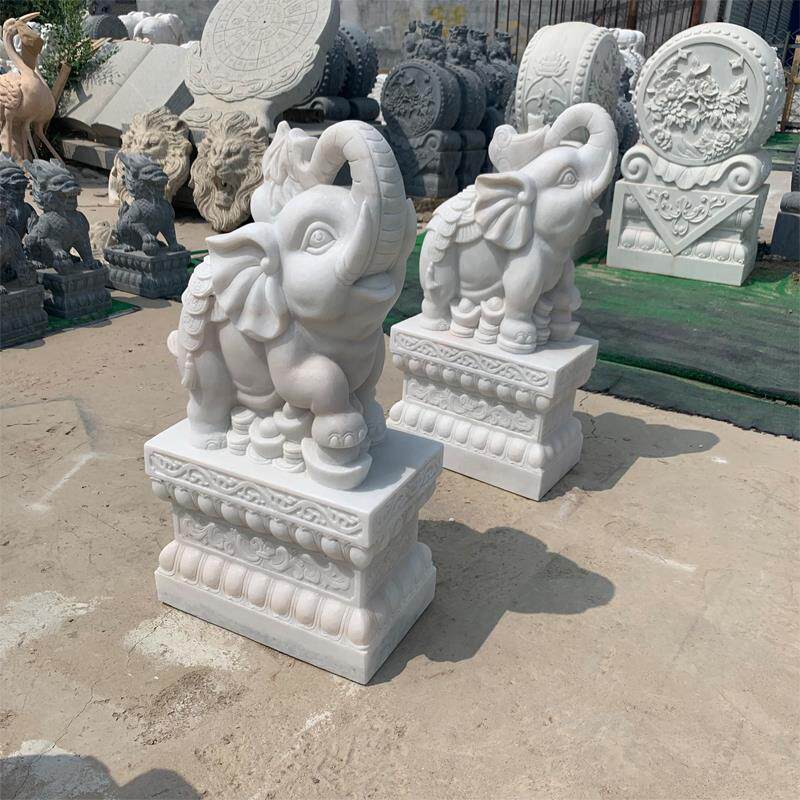 新品汉白玉石雕大象大理石吉象酒店商场别墅家用大门口摆件包邮
