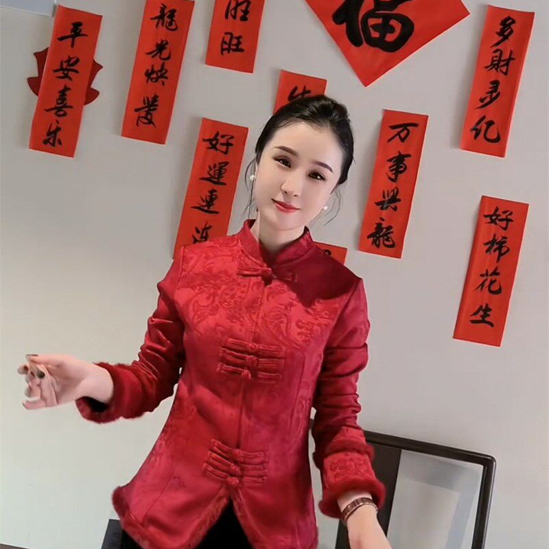 新中式气质衬衫女2024春季新款立领长袖复古盘扣收腰显瘦唐装上衣