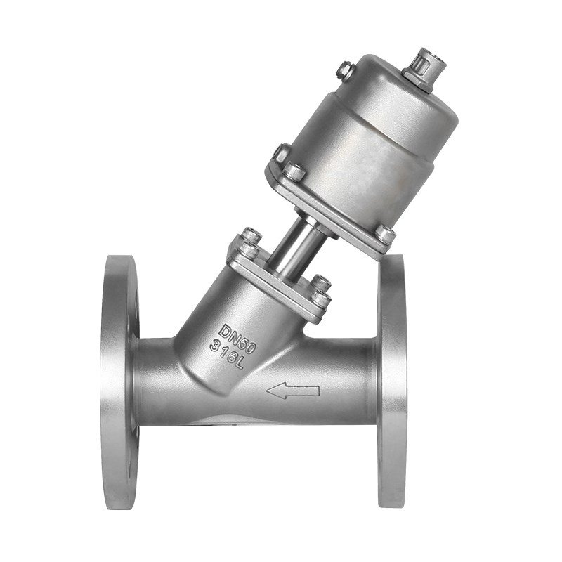 气动法兰角座阀Y645F-16P蒸汽液体酒精开关阀气动切断阀DN25 50