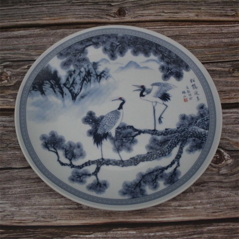 景德镇仿古陶瓷乾隆粉彩松鹤延年挂盘子家居装饰展柜卧室摆件收藏图片