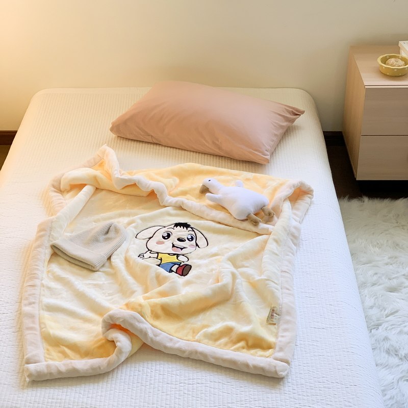 儿童婴儿毛毯双层加厚冬季宝宝盖毯幼儿园午睡小被子珊瑚绒云毯子